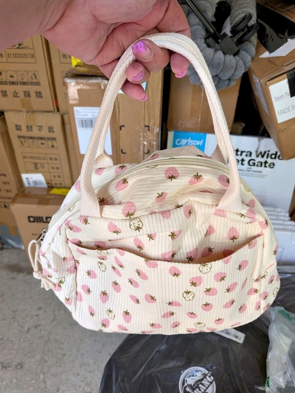 Buboon Insulated Lunch Bag Floral in White & Pink Like New